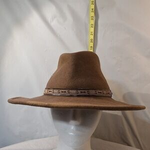 Stetson Brown Felt Wide Brim Hat  Decorative Band for Men Women Outdoor Style